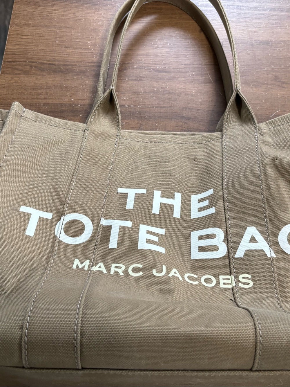 Marc Jacobs Canvas Tote Bag in Kahki with White Logo
